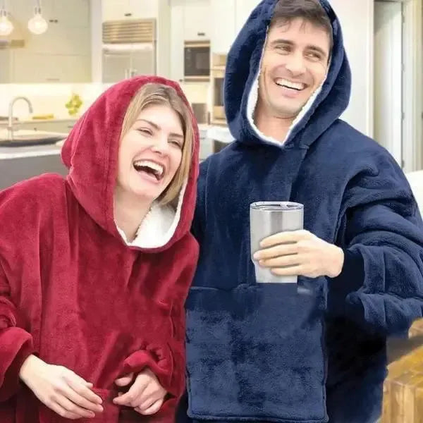 Decken-Hoodie mit Fleece-Futter, Kapuze und Fronttasche