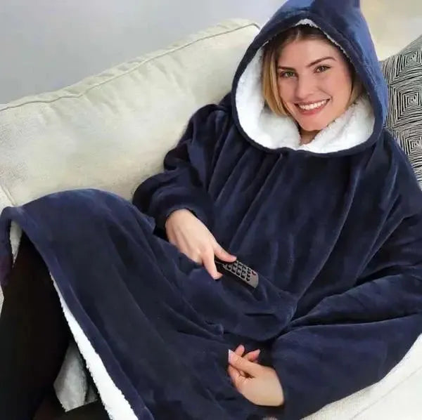 Decken-Hoodie mit Fleece-Futter, Kapuze und Fronttasche