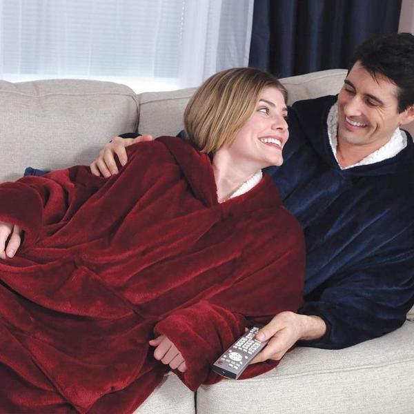 Decken-Hoodie mit Fleece-Futter, Kapuze und Fronttasche