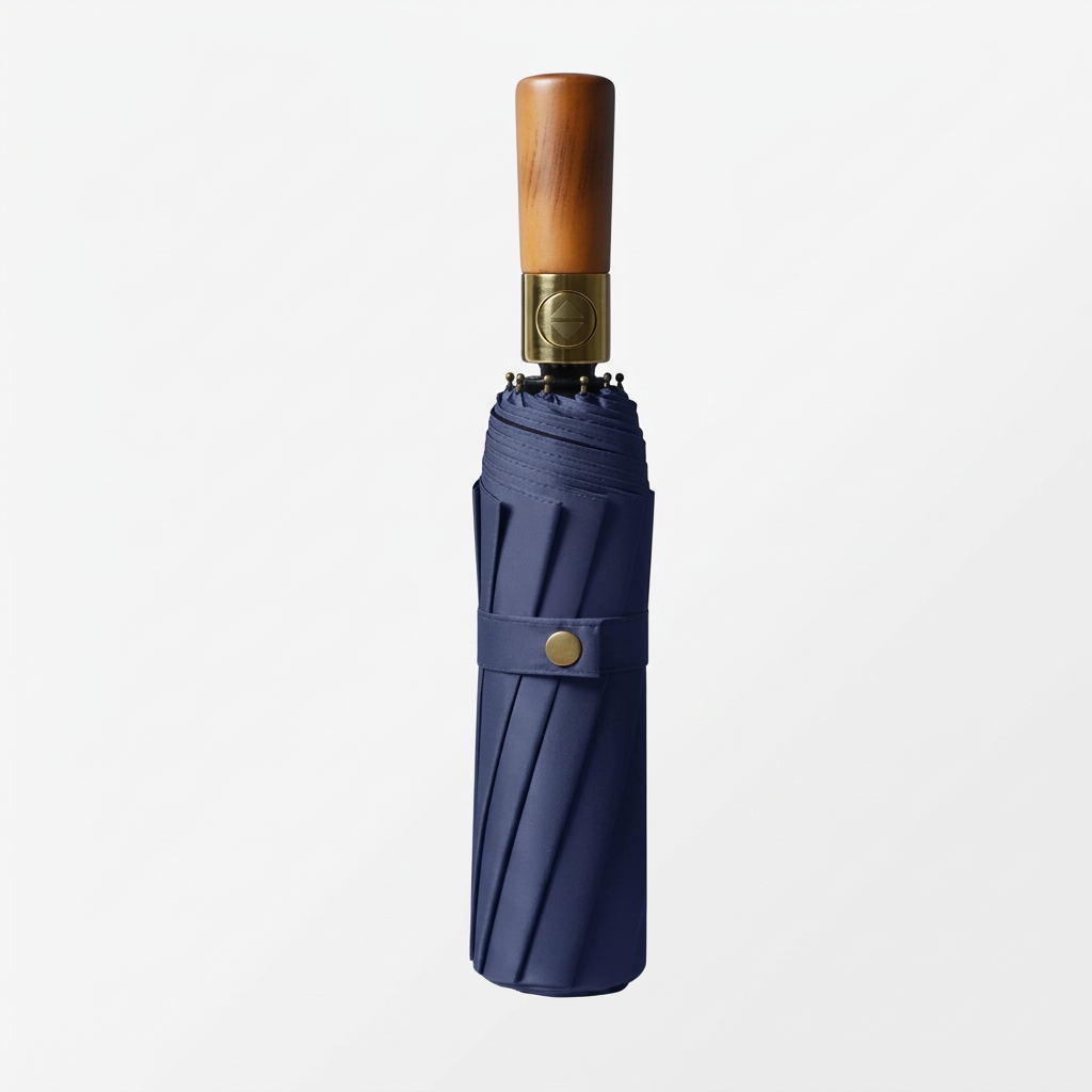 Automatik Taschenschirm mit Holzgriff – sturmfest und extra groß