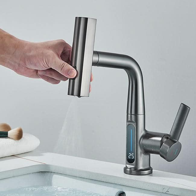 Digitaler Waschtischhahn mit Temperaturanzeige – modern und tropffrei