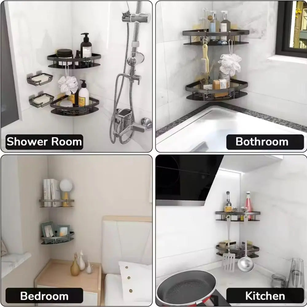 Eck-Duschregal – Bohrloses Aluminium-Wandregal für Bad & Dusche product image 9