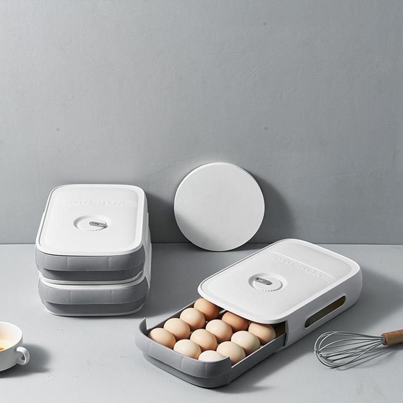 Egg box with drawer - stackable storage box for the refrigerator