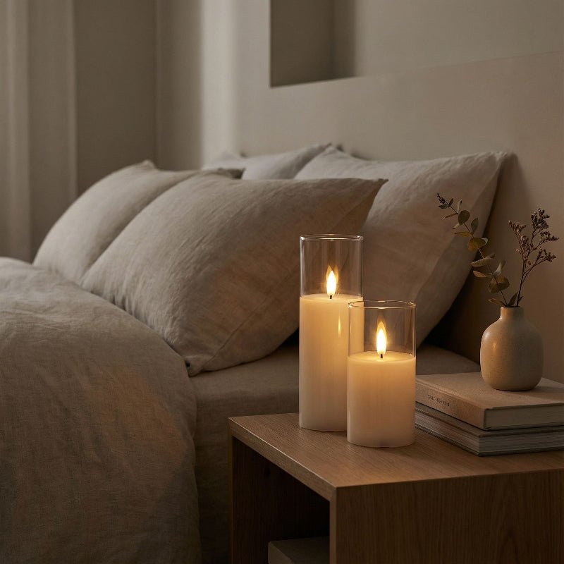 Flammenlose LED Kerzen Set mit Timer – 9 Stumpenkerzen