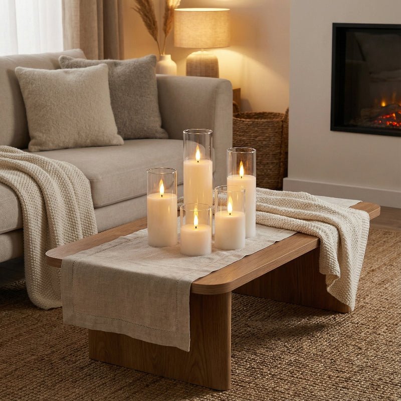 Flammenlose LED Kerzen Set mit Timer – 9 Stumpenkerzen
