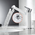 Flexible faucet with 360° swivel arm for bathroom and kitchen