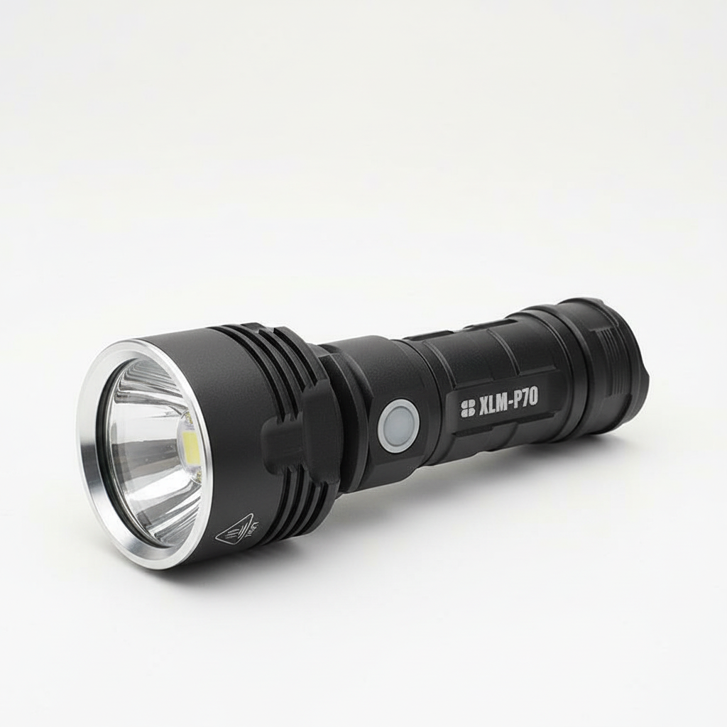LED spotlight with OLED display and active cooling