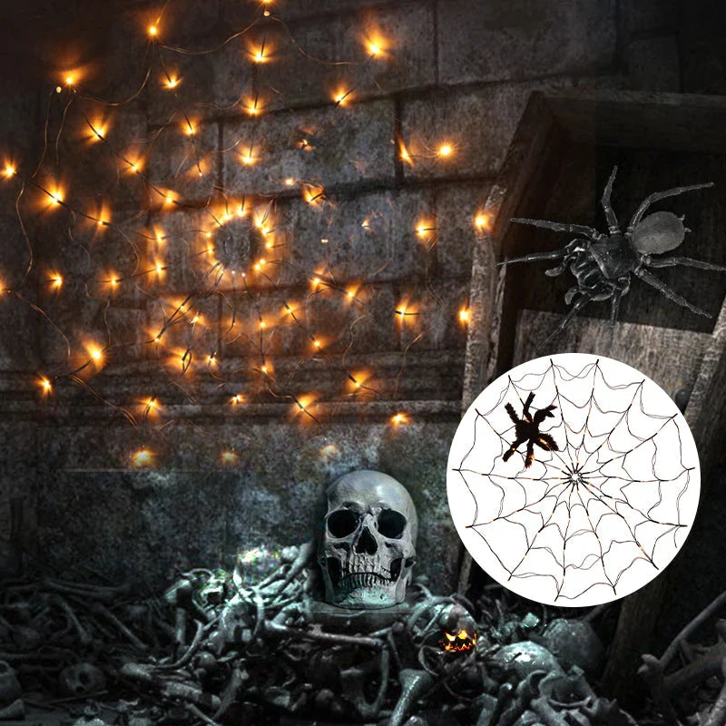 Spider Web Fairy Lights with LED & Remote Control – Halloween Decoration Indoor & Outdoor