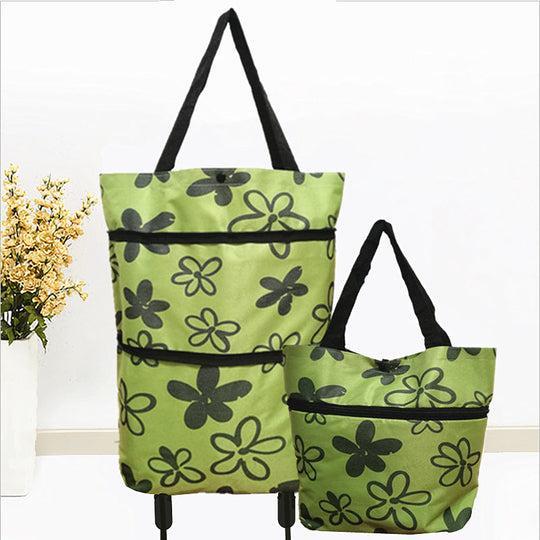 Faltbare Einkaufstasche mit Rollen – 2-in-1 Tragetasche und Trolley