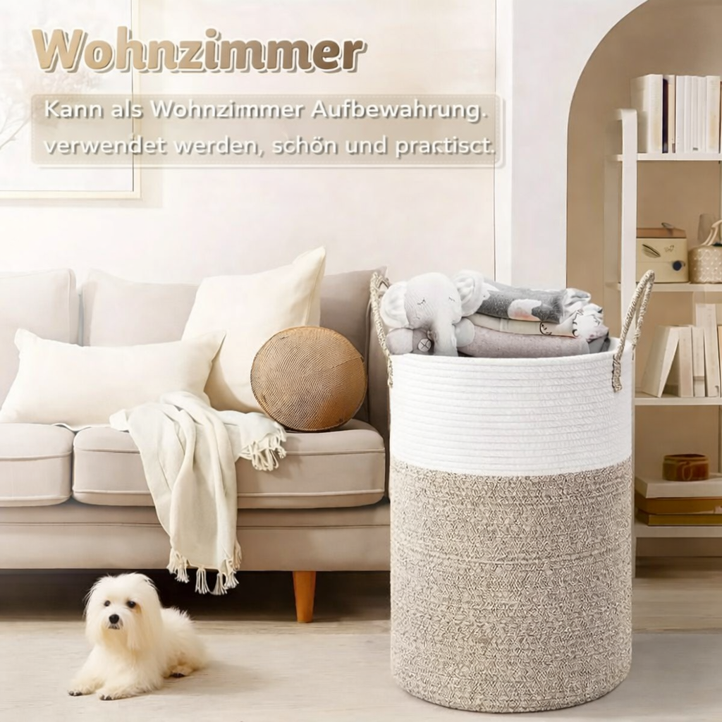 Faltbarer Wäschekorb aus Baumwollseil – 60-Liter-Aufbewahrungskorb