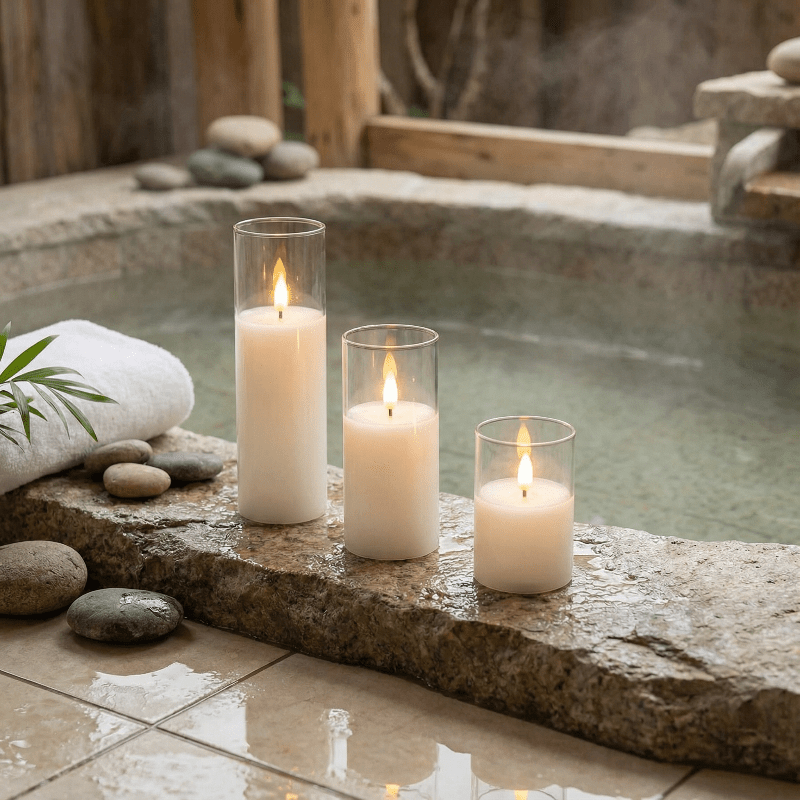 Flammenlose LED Kerzen Set mit Timer – 9 Stumpenkerzen
