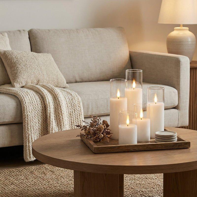 Flammenlose LED Kerzen Set mit Timer – 9 Stumpenkerzen