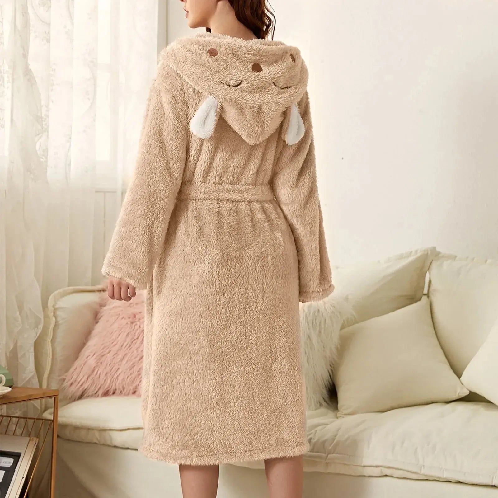 Flanell-Bademantel mit Kapuze und Hasenohren product image 6