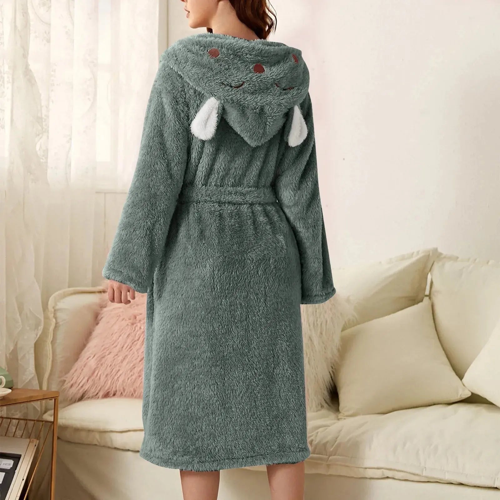 Flanell-Bademantel mit Kapuze und Hasenohren product image 10