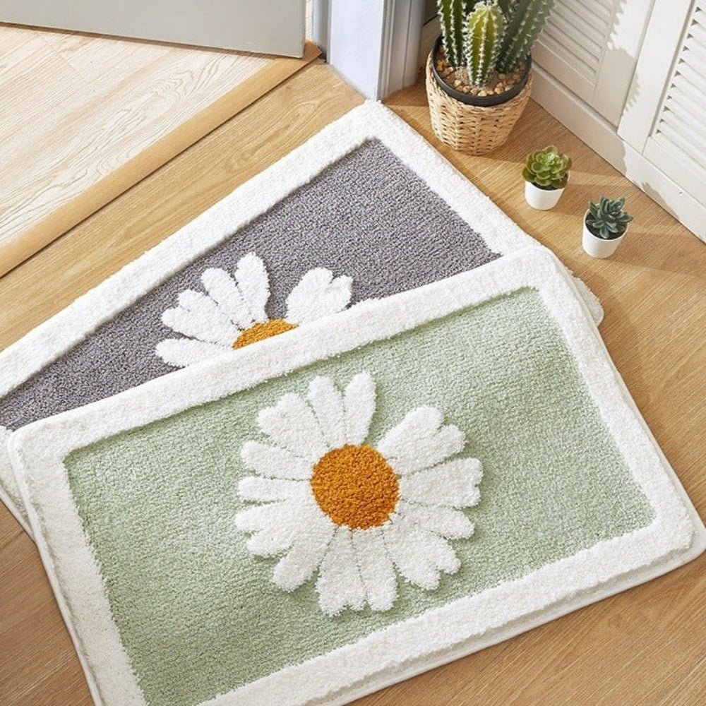 Plüsch-Badematte mit Blumenmuster und rutschhemmender Unterseite