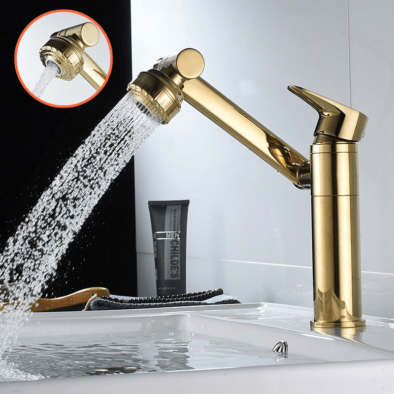 Flexible faucet with 360° swivel arm for bathroom and kitchen