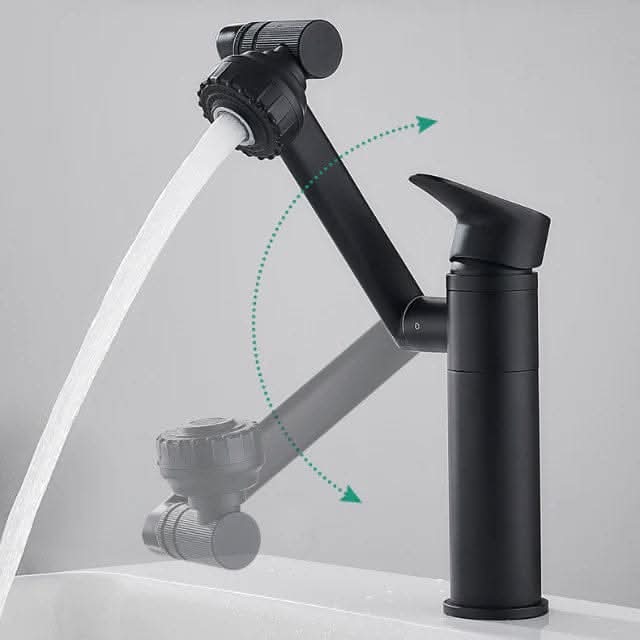 Flexible faucet with 360° swivel arm for bathroom and kitchen