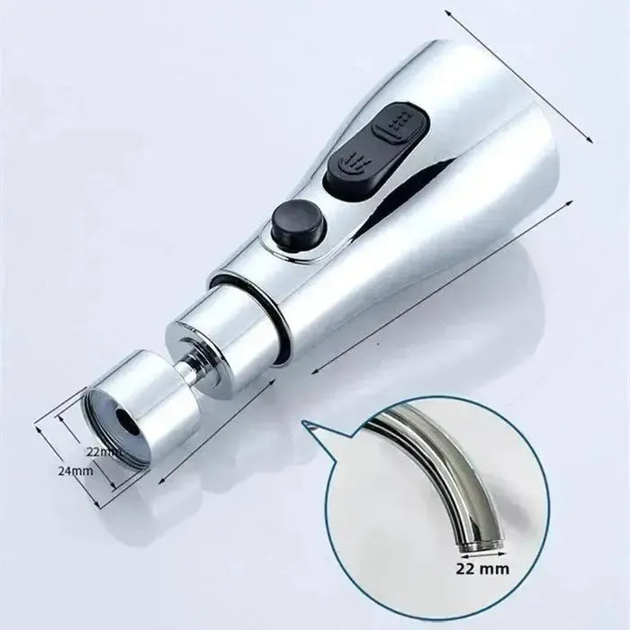 360° Wasserhahn Aufsatz dimensions showing 22mm and 24mm connection sizes