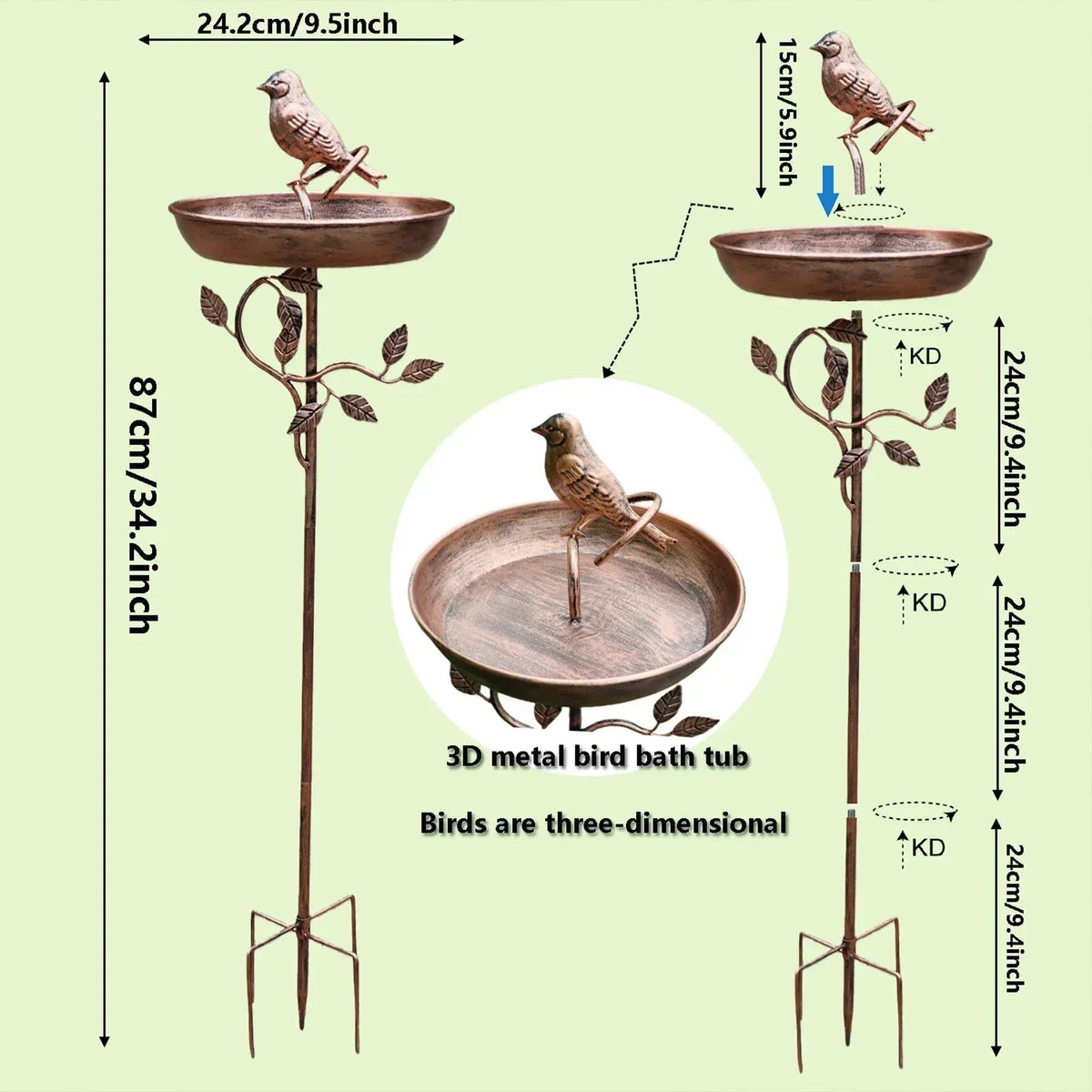 Vogeltränke mit Bodenspieß – dekorative Gartenschale für Wildvögel