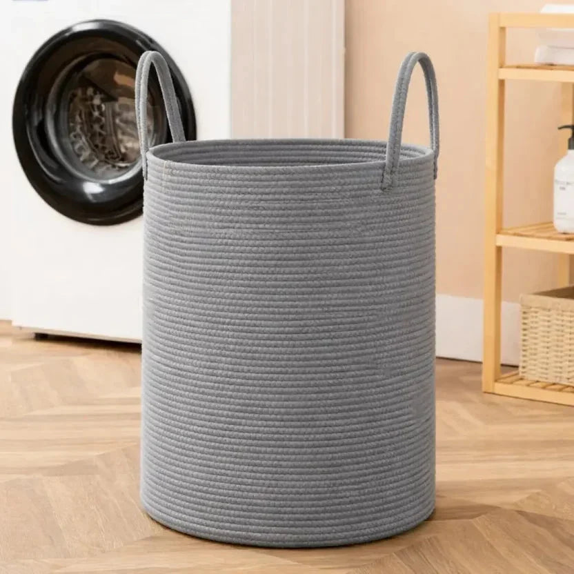 Geflochtener Baumwoll-Wäschekorb 58 Liter – faltbar und platzsparend