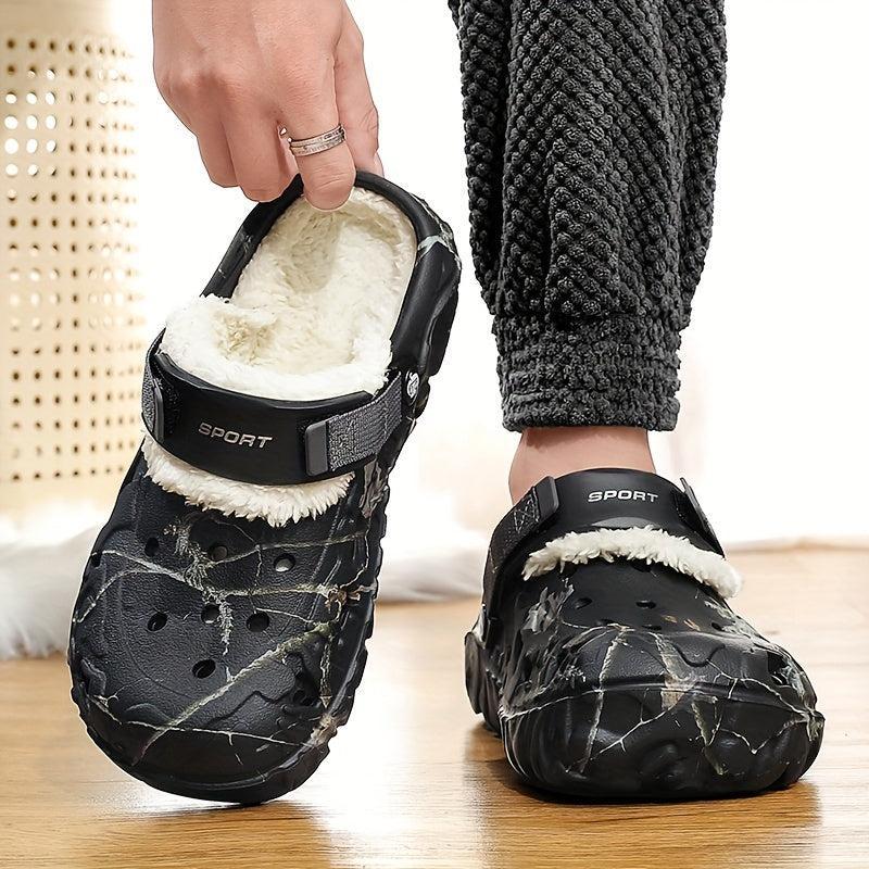 Gefütterte Clogs mit Fersenriemen – warme Hausschuhe für drinnen und draußen
