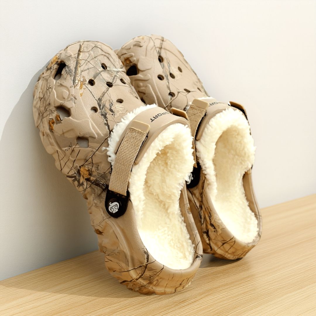 Gefütterte Clogs mit Fersenriemen – warme Hausschuhe für drinnen und draußen