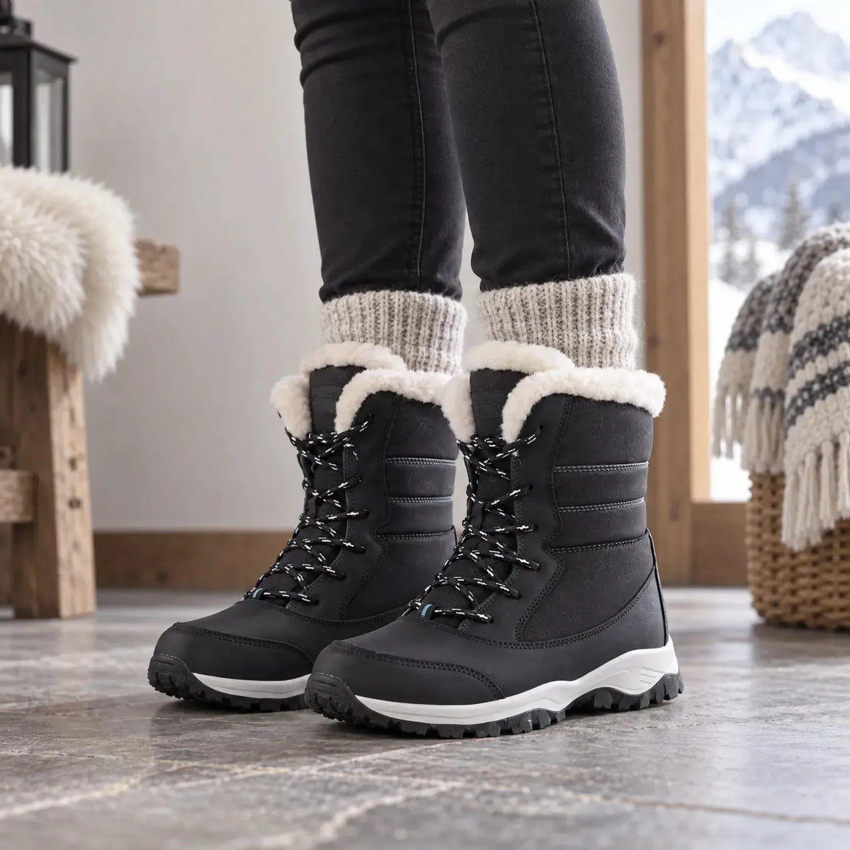 Gefütterte Winterstiefel mit Schnürung – warm bis -40 °C