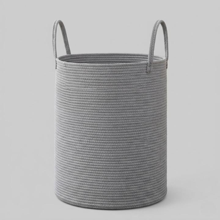 Geflochtener Baumwoll-Wäschekorb 58 Liter – faltbar und platzsparend