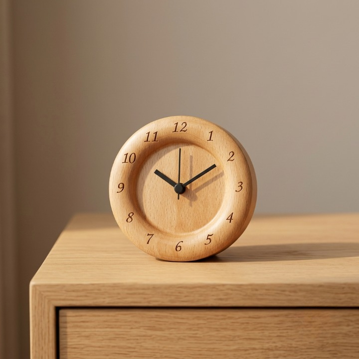 Analoger Wecker aus Buchenholz – geräuschlos mit Snooze-Funktion