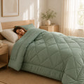 Reversible quilted comforter with diamond stitching - machine washable