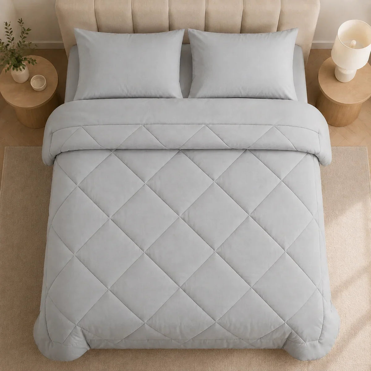 Wendbare Steppdecke mit Diamantsteppung – maschinenwaschbar