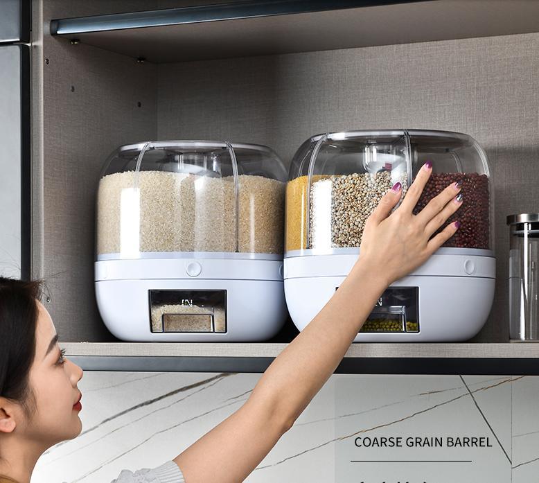 Rotating grain dispenser with airtight compartments - 10 kg capacity