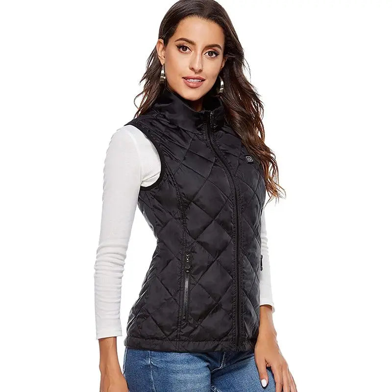 Heated women's vest with USB and infrared technology