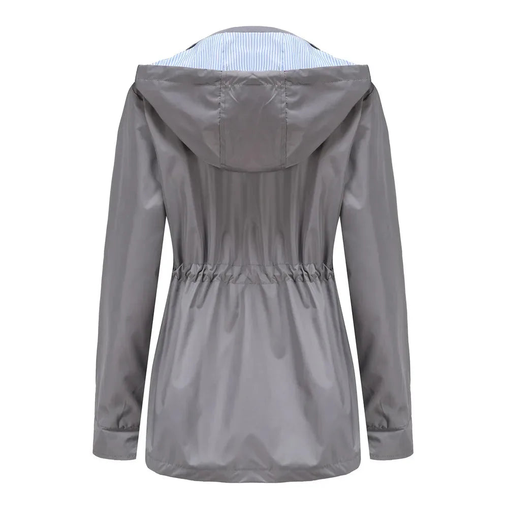 Waterproof women's rain jacket with hood for spring and everyday wear