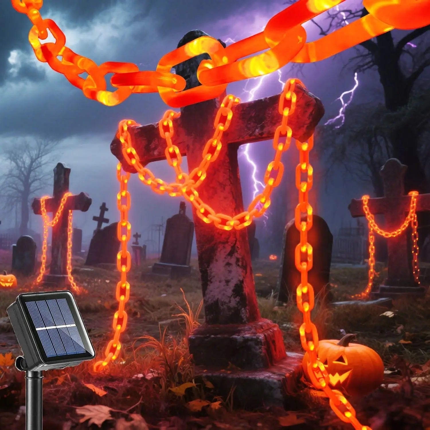 LED Kürbis Lichterkette 2m Orange – Wetterfest mit 8 Lichtmodi und Timer