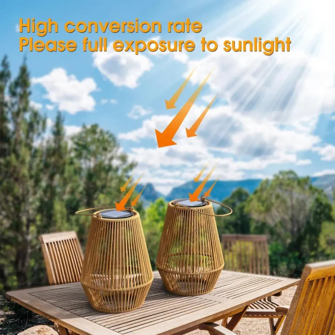 Rattan-Solarlaterne – Wasserdichtes LED-Licht für Garten & Terrasse product image 2