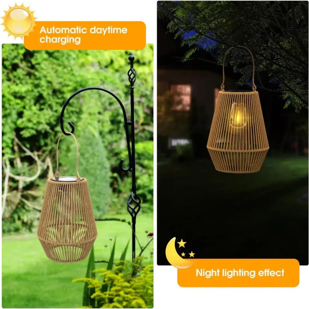 Rattan-Solarlaterne – Wasserdichtes LED-Licht für Garten & Terrasse product image 4
