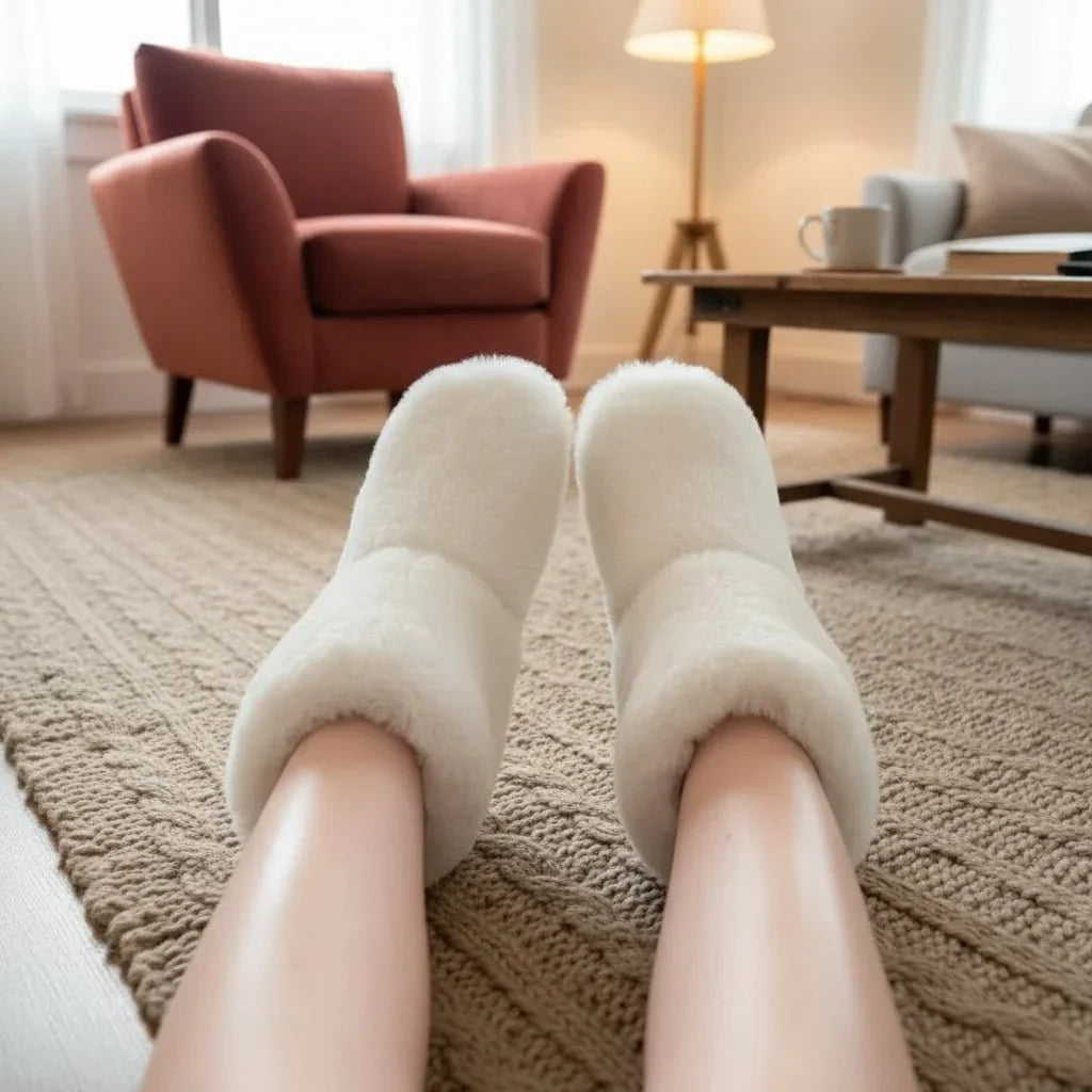with fleece lining and cushioned sole for warm feet