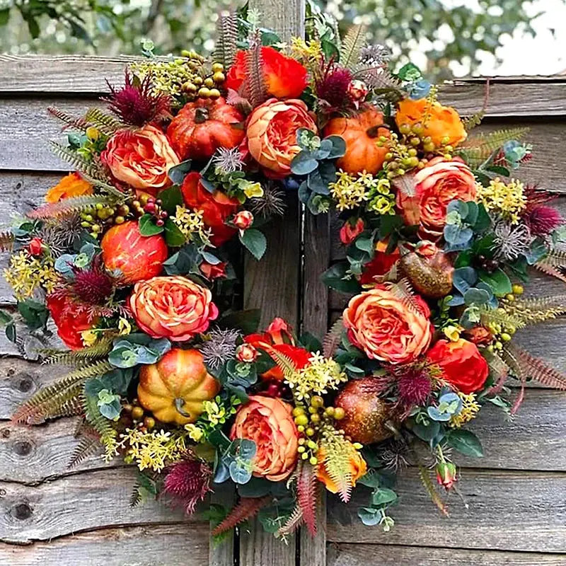 Herbstkranz mit Kürbis 40 cm – Türkranz für Innen und Außen