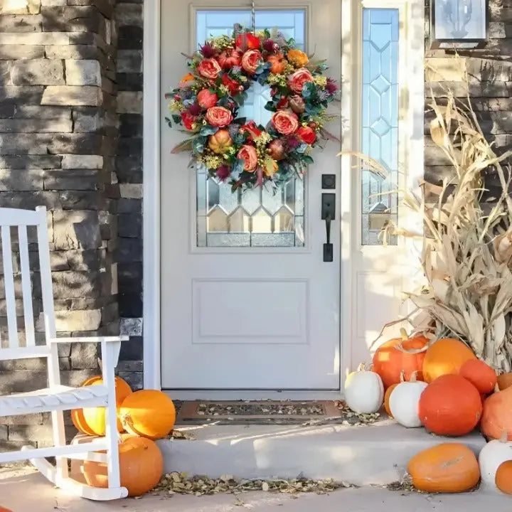 Herbstkranz mit Kürbis 40 cm – Türkranz für Innen und Außen