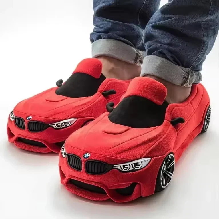 Gefütterte Herren-Hausschuhe im Auto-Design mit rutschhemmender Sohle