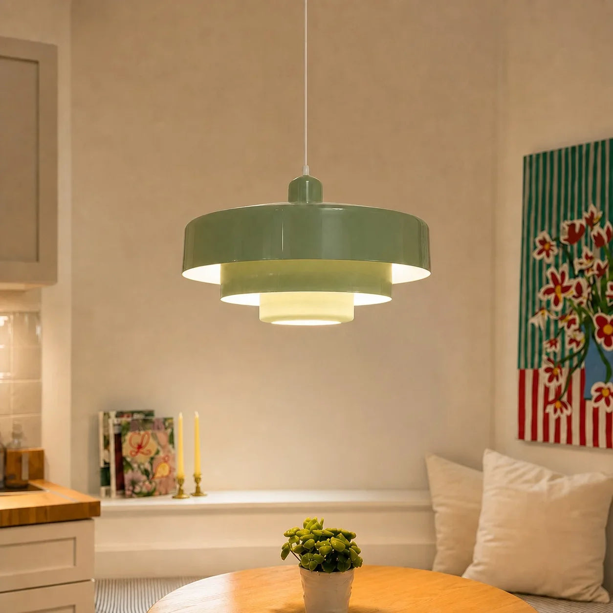 Three-Layer Disc Pendant Light in Macaron Design