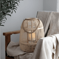 Rattan Lantern with LED Candle – Hand-Woven for Indoor and Outdoor Use