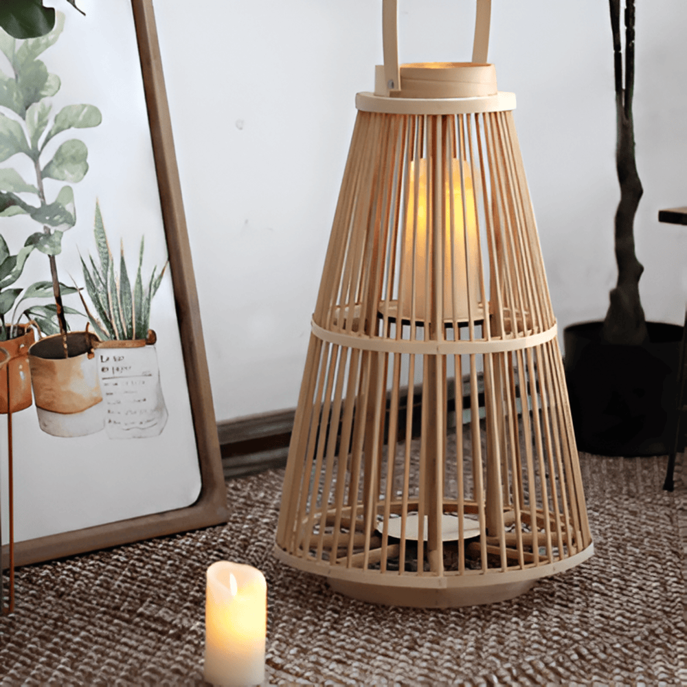 Rattan Lantern with LED Candle – Hand-Woven for Indoor and Outdoor Use