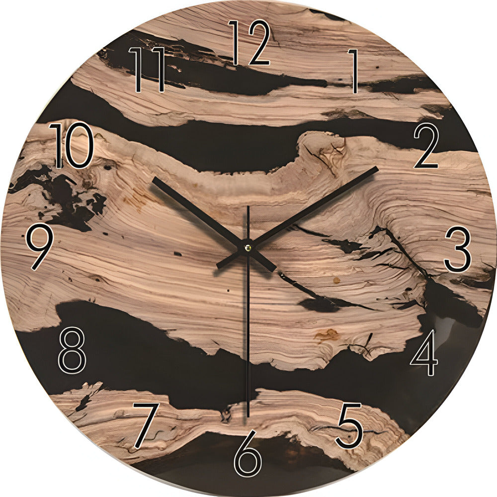 Modern wooden wall clock - silent quartz movement, minimalist