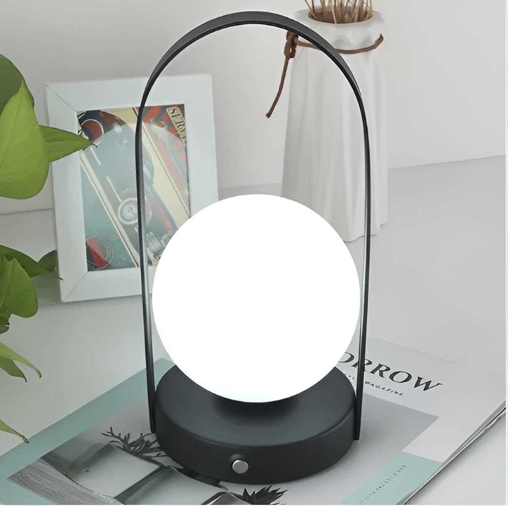 Cordless spherical lamp with battery – minimalist design