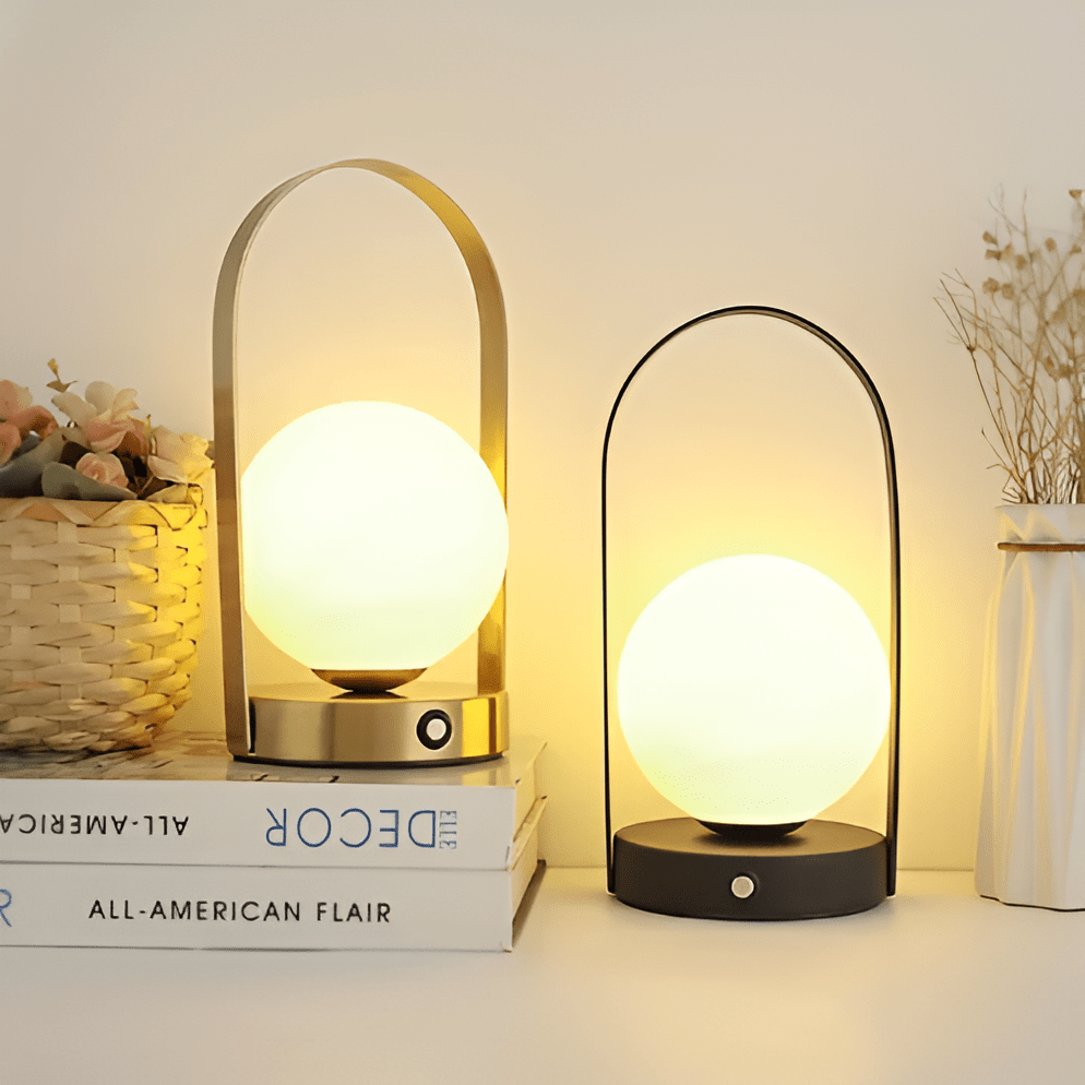 Cordless spherical lamp with battery – minimalist design