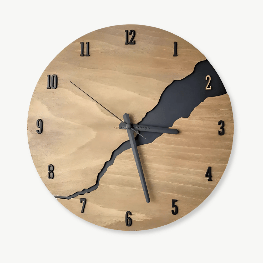 Wanduhr aus Bambus und Holz mit lautlosem Quarzwerk