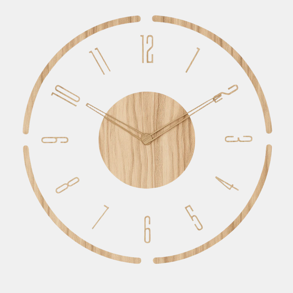 Lautlose Wanduhr aus Holz und Acryl – modernes Rundzifferblatt 35 cm