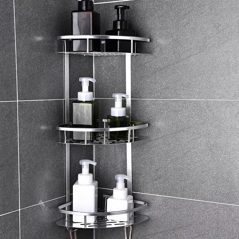 Aluminum Corner Shower Shelf 3 Tiers – Bathroom Organizer for Corner Mounting